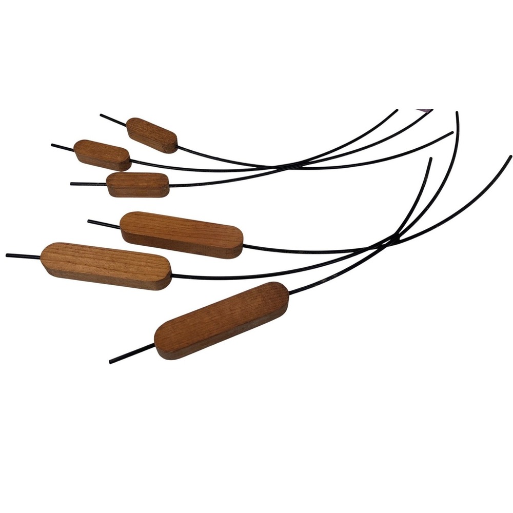 Home Interiors & Gifts Vintage Wood Metal Cattail Wall Decor Set 1156-BL MCM